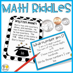 math riddle task cards to teach critical thinking