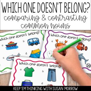 common noun task cards which one doesn't belong strategy