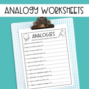 free analogy worksheets cover