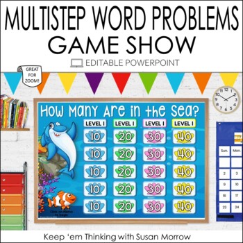 addition and subtraction multi-step word problem game show activity