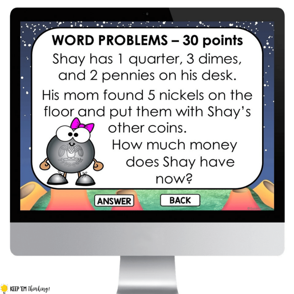 This game show review game will engage your students in practicing all of their money skills.