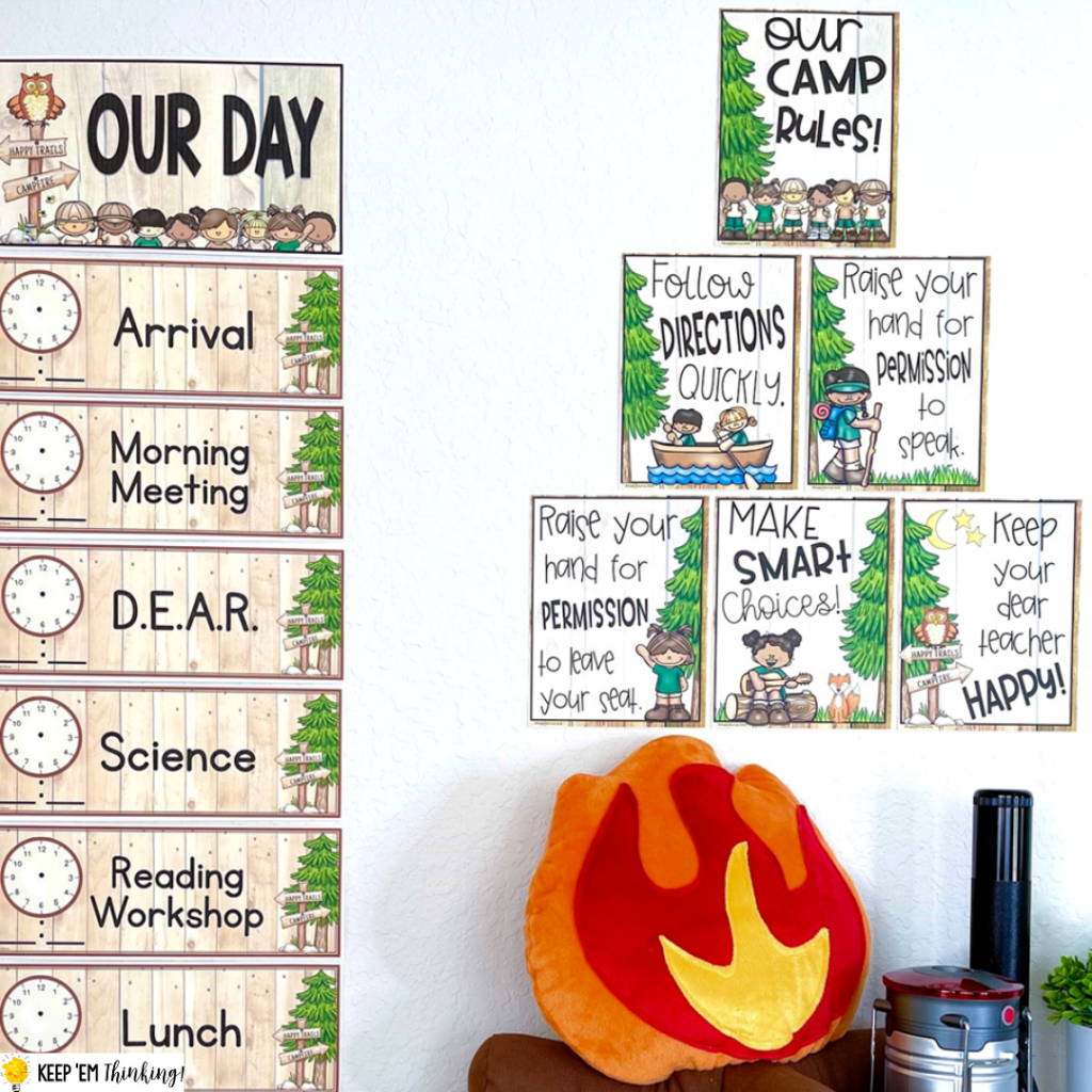 Set a calm tone for your classroom with this adorable camping themed decor you and your students will love.