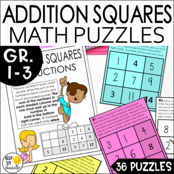 Teach logic and critical thinking with these addition square math puzzles.