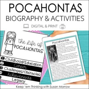 Pocahontas Biography & Reading Response Activities | Digital & Print